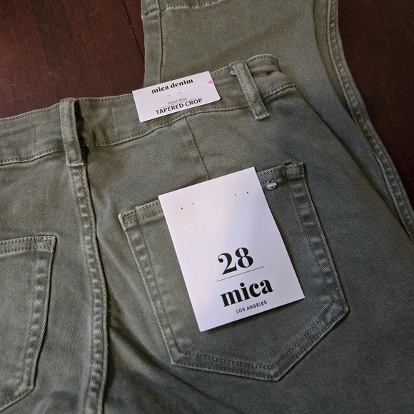 Mica Green Cargo Style High Rise Tapered Crop Straight Leg Pants NEW - Picture 7 of 8